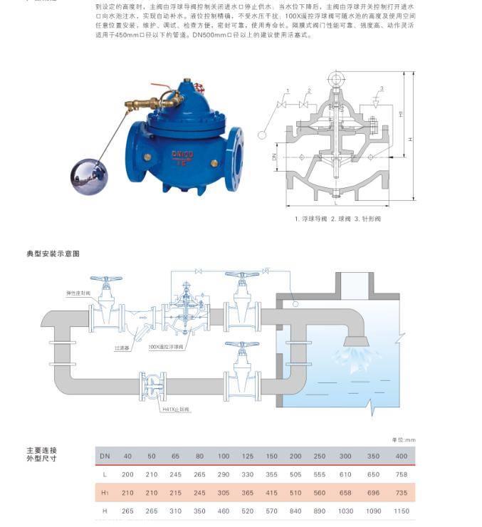 自贡遥控浮球阀100x法兰水力阀dn100正品推荐