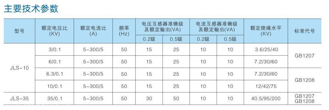 10型号主要技术参数 欢迎来到10kv高压组合互感器jls-10型号的页面