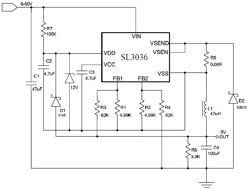 集成电路/ic 驱动ic 森利威sl3036直流100v降压ic可替代mp4689 mp4688