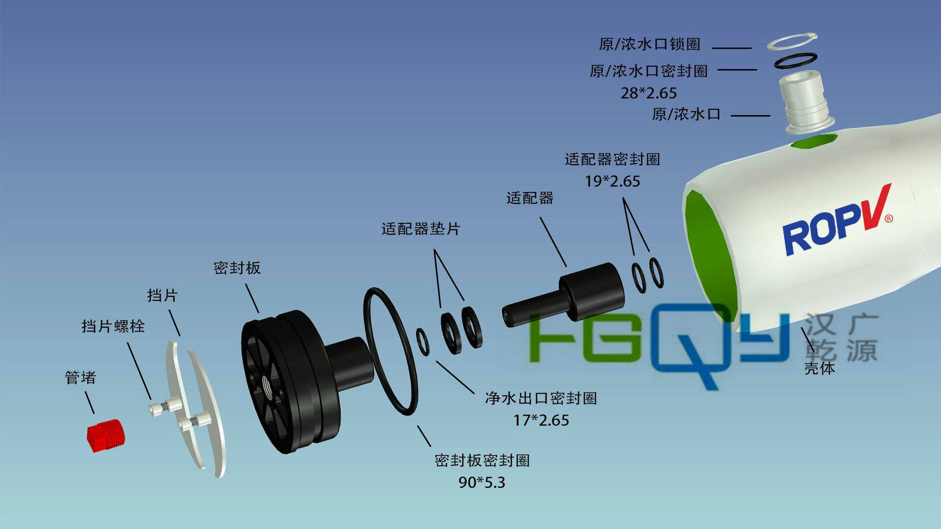 4"玻璃钢反渗透膜壳   压力级别:端开口膜壳(psi):300,400,600和