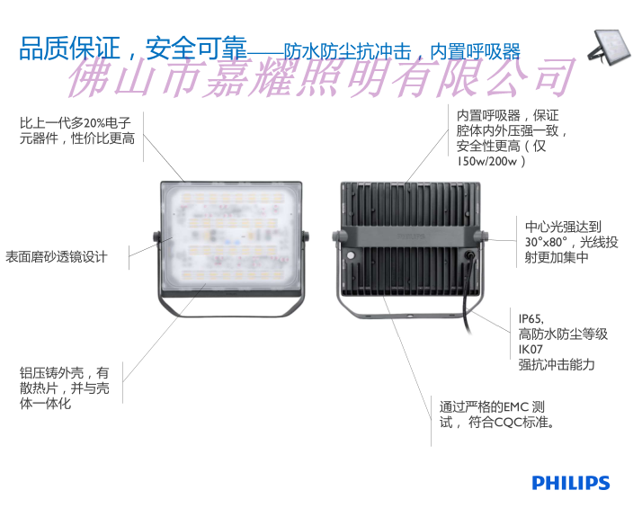 飛利浦新款泛光燈BVP176  200W LED泛光燈