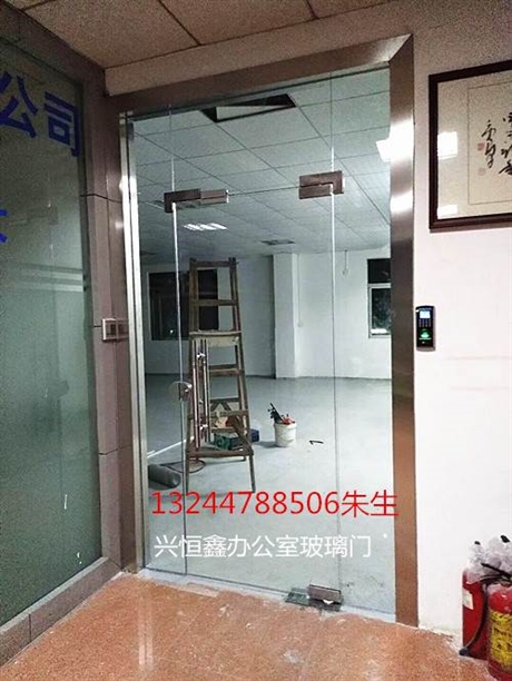 深圳福田玻璃门定做黑钛金店铺商场公司玻璃门