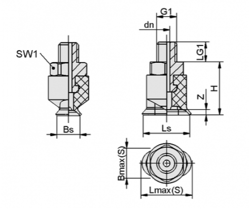 schmalz平面吸盘GON 4x2 HT1-60 M3-AG详解