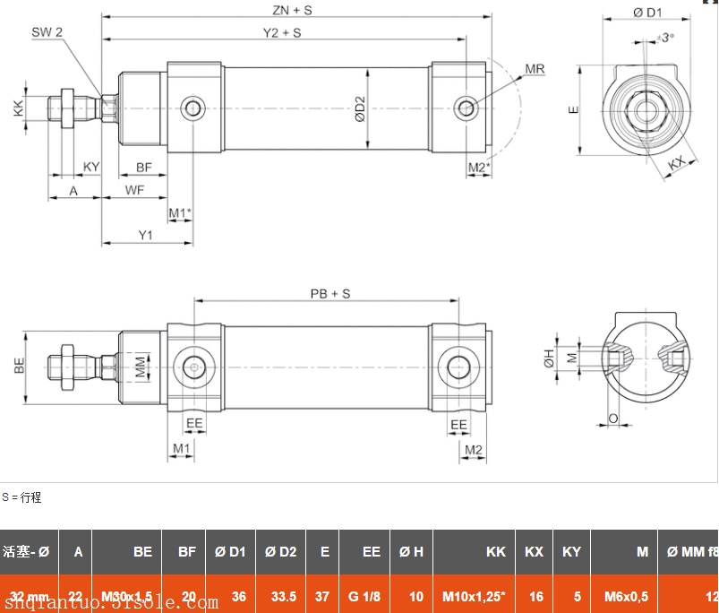 AVENTICS无杆气缸R412020640尺寸图