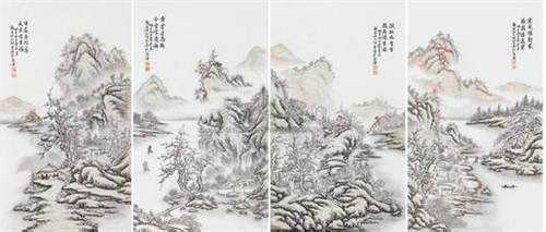 山水瓷板画市场价格及拍卖价格