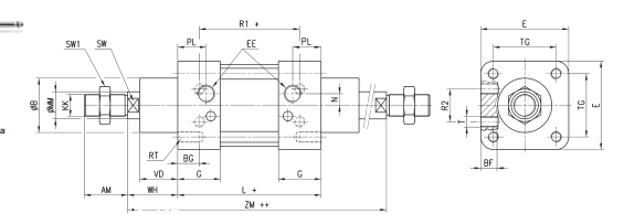 技术数据:CAMOZZI后部凹型铰链锚固C-H-90-50
