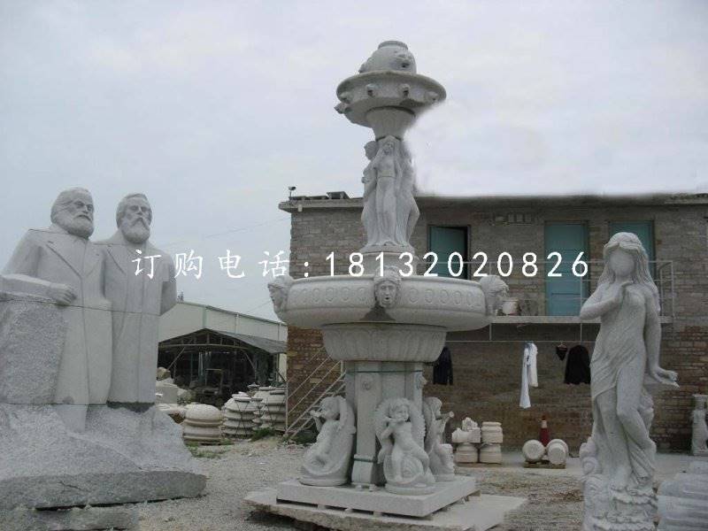 石雕喷泉(水钵),风水球,鸿福轮,大水发园林水景,石雕小桥流水,水榭亭台等东西方园林景观石雕花钵亭台。艺术喷泉光洁细腻、亮丽迷人;除具有极高的观赏和审美价值外,还可在水流往复喷射的过程中,将空气中的尘埃粉粒吸附于水中沉淀,从而将空气净化,水分挥发又能对空气进行有效加湿,改善和润泽气侯;它在汲取了大自然之精华的基础上结合尖端放电原理,添加有效装置,使空气中的氧电离,自动产生空气中的维生素----负氧离子,维护人们身心健康。
