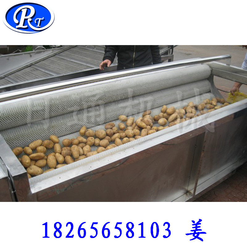 九毛辊清洗去皮设备,根茎类清洗脱皮机采购