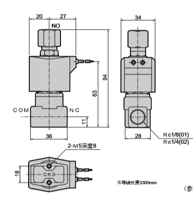 提供CKD直动式3通电磁阀AG43-02-5-E2E 220V