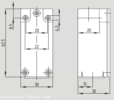 原装schmersal限位开关ZK 235-11Z的安装尺寸图