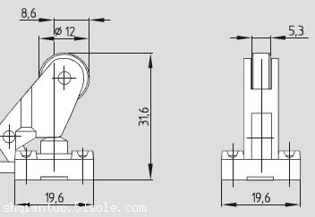 原装schmersal限位开关ZK 235-11Z的安装尺寸图