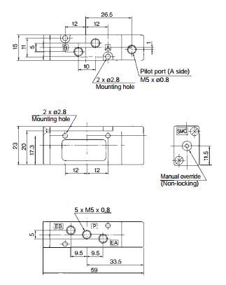 原装SMC5通气控阀VZA2241-1