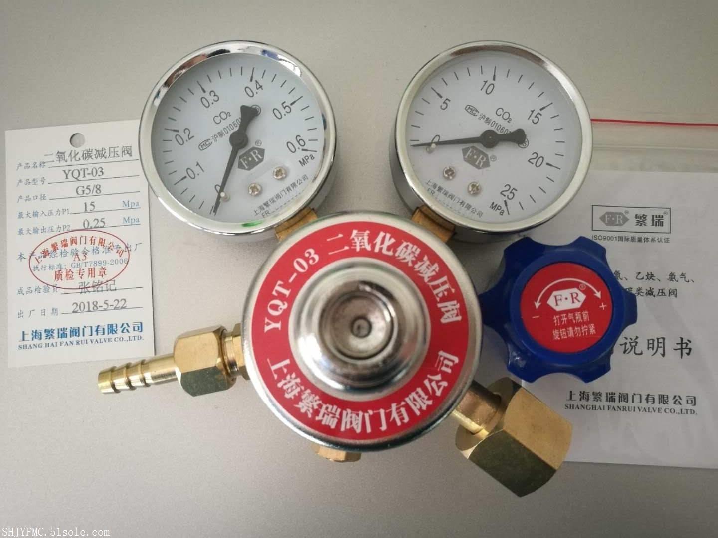 YQT-03二氧化碳减压阀 C02双表头调节器YQT03二氧化碳压力表