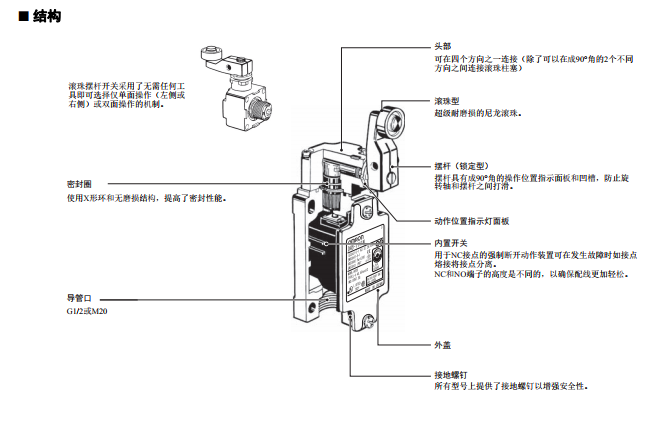 安全限位开关/欧姆龙OMRON尺寸选型D4B-4116N