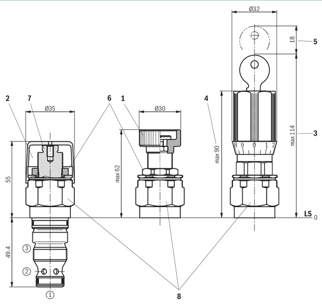 德国原装Rexroth力士乐先导溢流阀结构简图