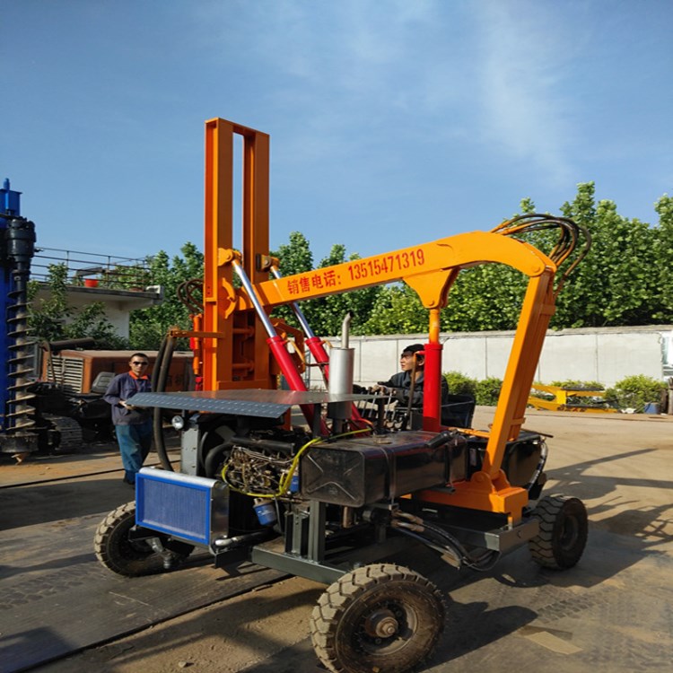 批发小四轮打桩机 公路式护栏打桩机