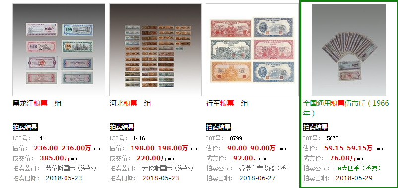 2018年粮票回收价格表一览