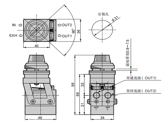 持久耐用型CKD喜开理MS-40-SE2四通电磁阀