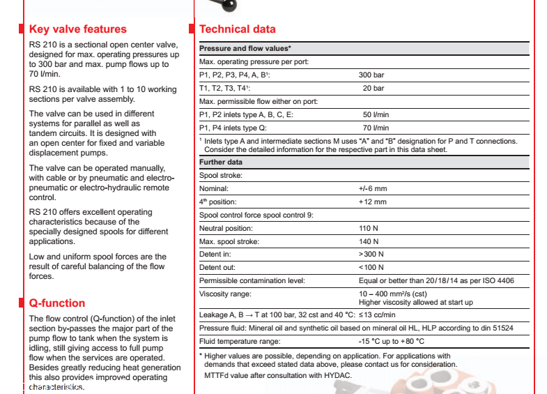 开放式手动换向阀/贺德克HYDAC使用说明书