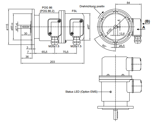 持久耐用型堡盟POG 86 + FSL系列增量编码器