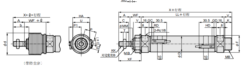 CKD紧固型气缸CMK2-00-40-80/Z图样