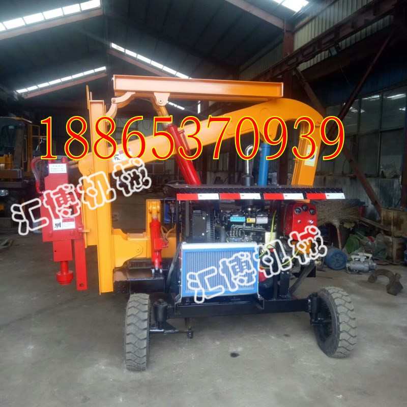 工程用小四轮打桩机 轮胎式公路护栏打桩机