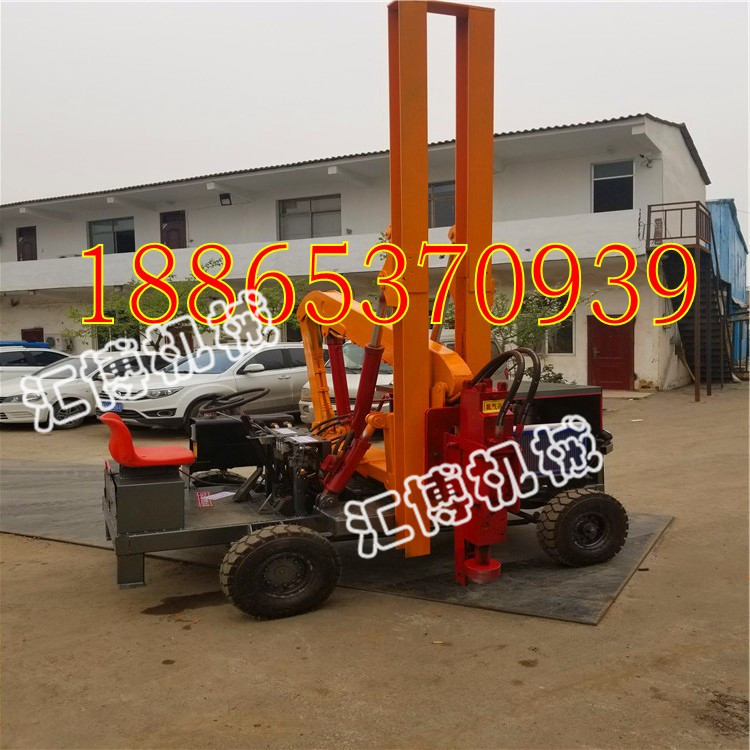 简易型轮胎式公路打桩机 小四轮打桩机