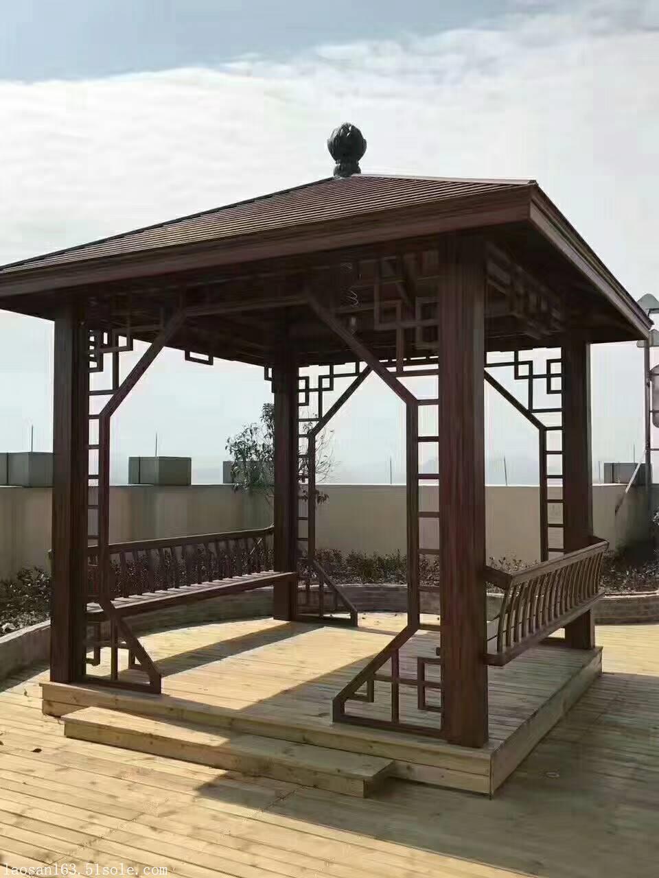 仿木纹铝合金凉亭,金属仿木亭子图片