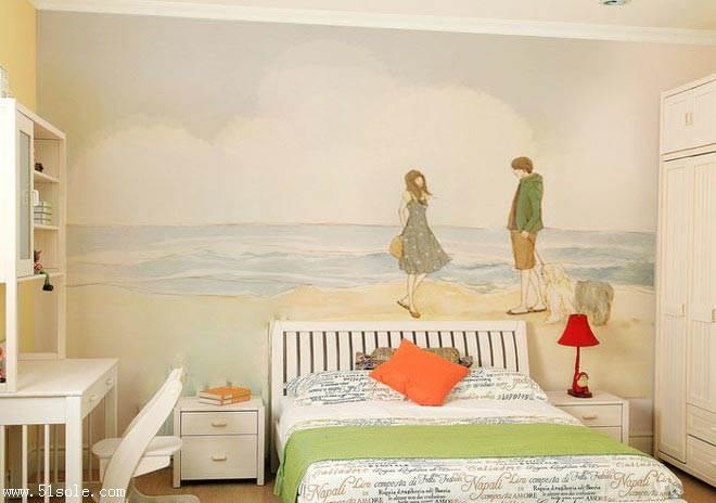 室内设计 深圳床头画设计 深圳背景墙彩绘 追梦墙绘