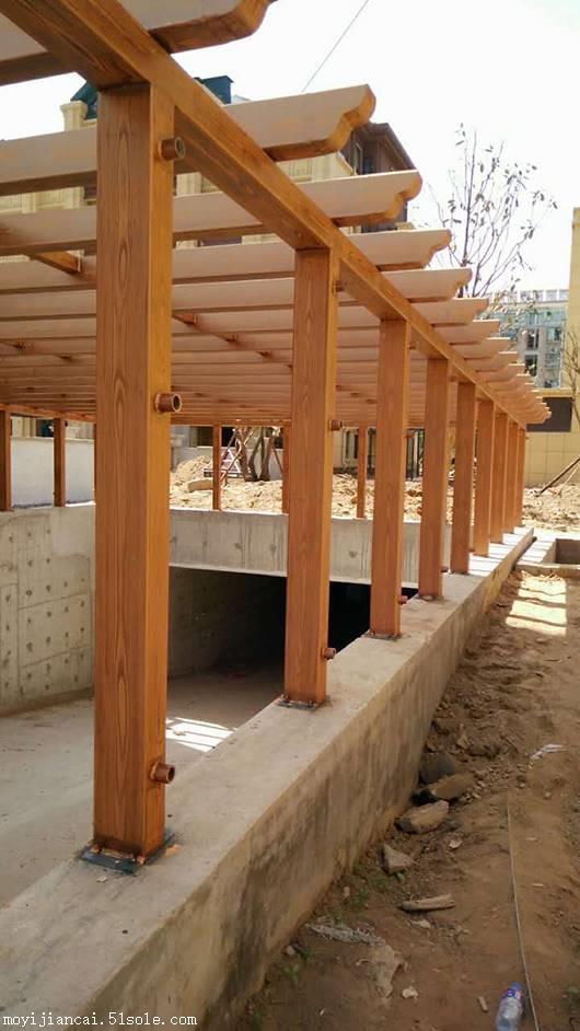 萍乡木纹漆施工 景区钢构廊架混凝土景观墙 仿木纹漆专业施工队