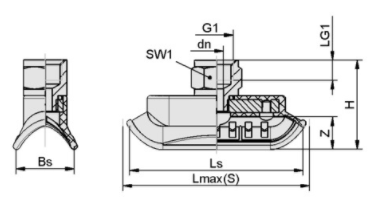 施迈茨SAOK 70x25 NBR-60 G3/8-IG真空吸盘