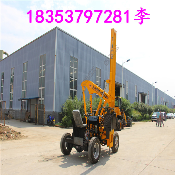 小四轮护栏打桩机  全液压公路打桩机