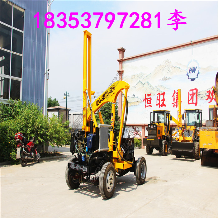 小四轮护栏打桩机  全液压公路打桩机