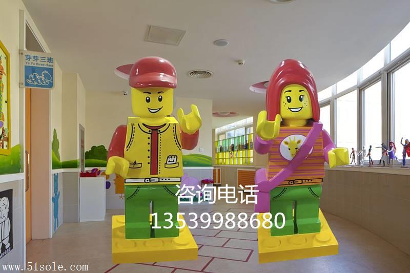 乐高机器人活动中心人物摆件玻璃钢乐高公仔人偶摆件