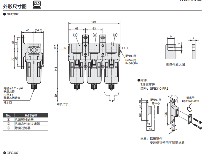 快速安装SFC/SFS系列抗菌/除菌过滤器/喜开理CKD