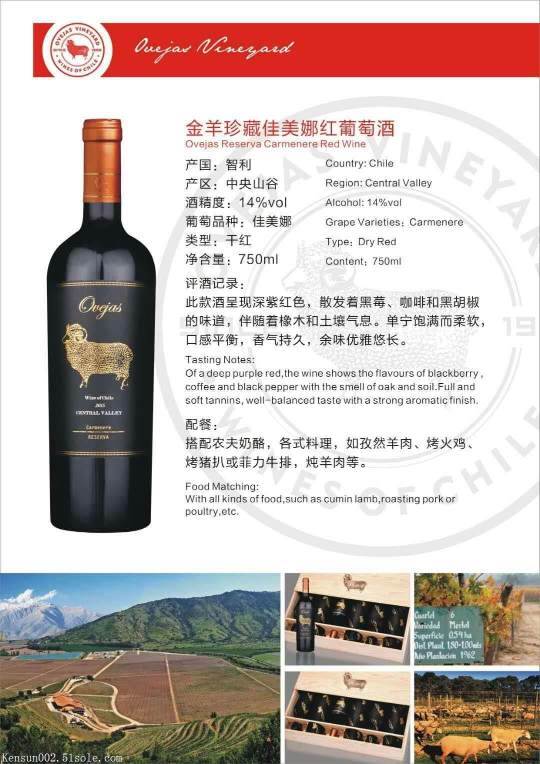 智利红酒金羊家族珍藏红葡萄酒