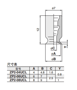 SMC真空吸盘ZP2-08UCL