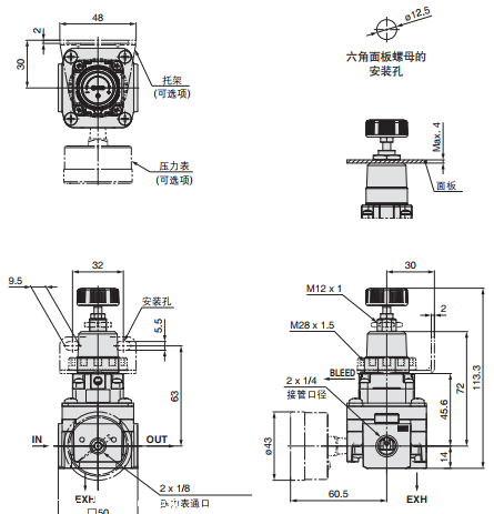 SMC减压阀IR2010-02BEA-R-A组成部分