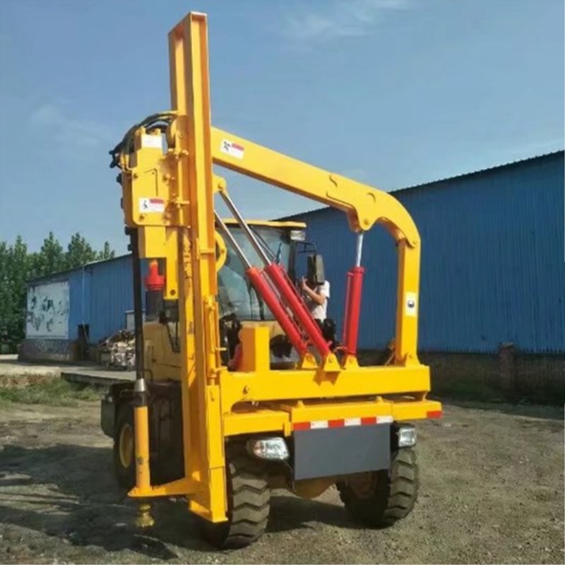公路波形护栏施工打桩机 液压护栏打桩机