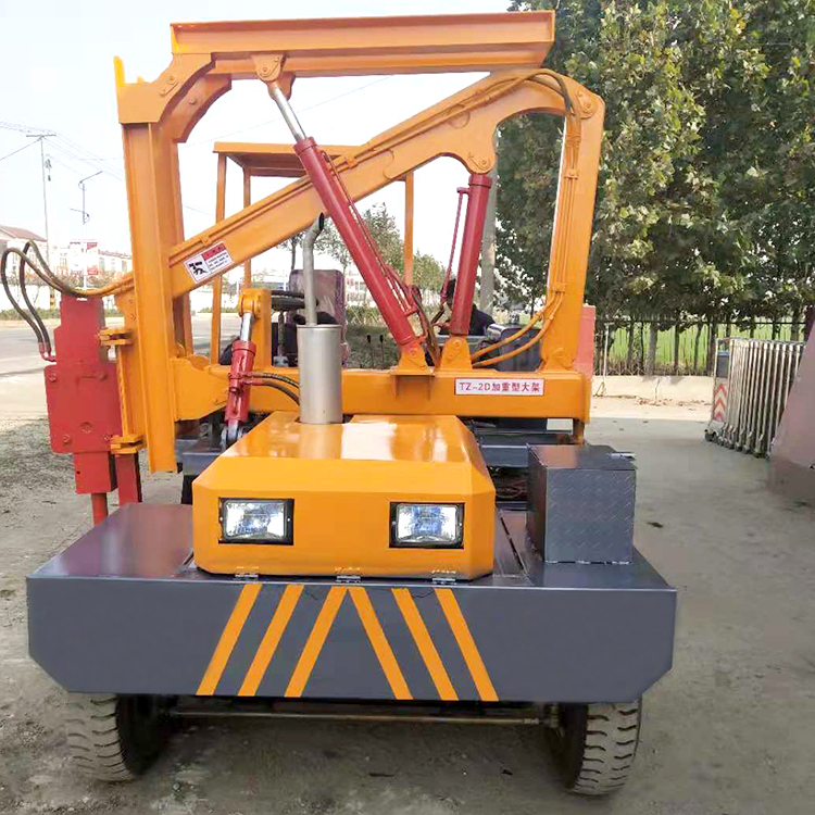 四轮装载式公路护栏打桩机 防撞护栏打桩机