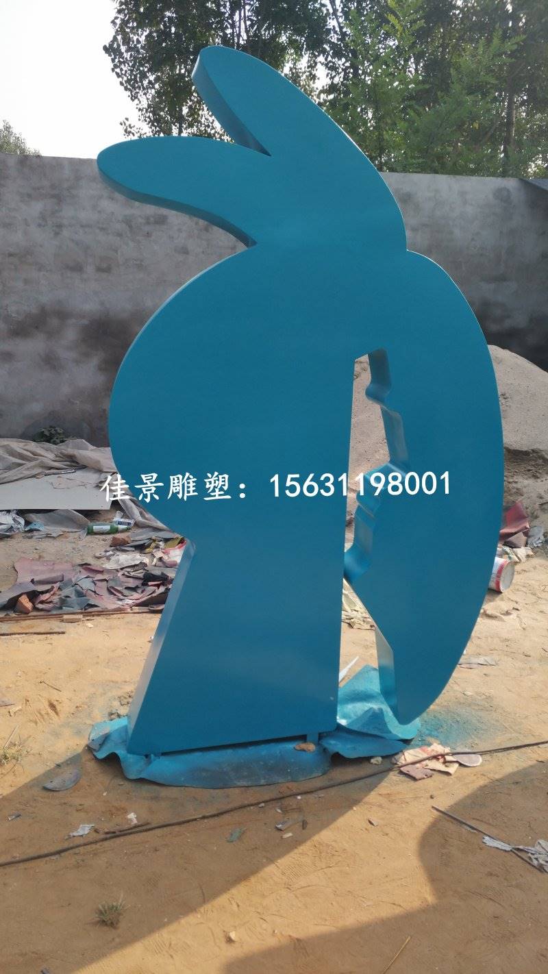 不锈钢雕塑兔子 (1)