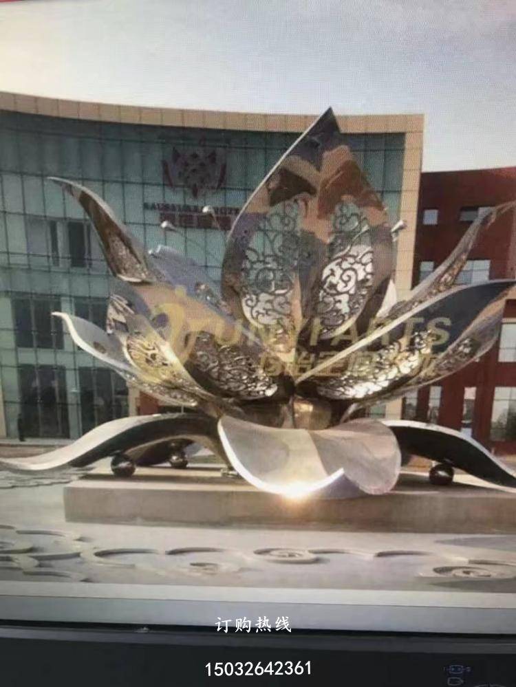 不锈钢莲花雕塑 中式工艺摆件 做工精良