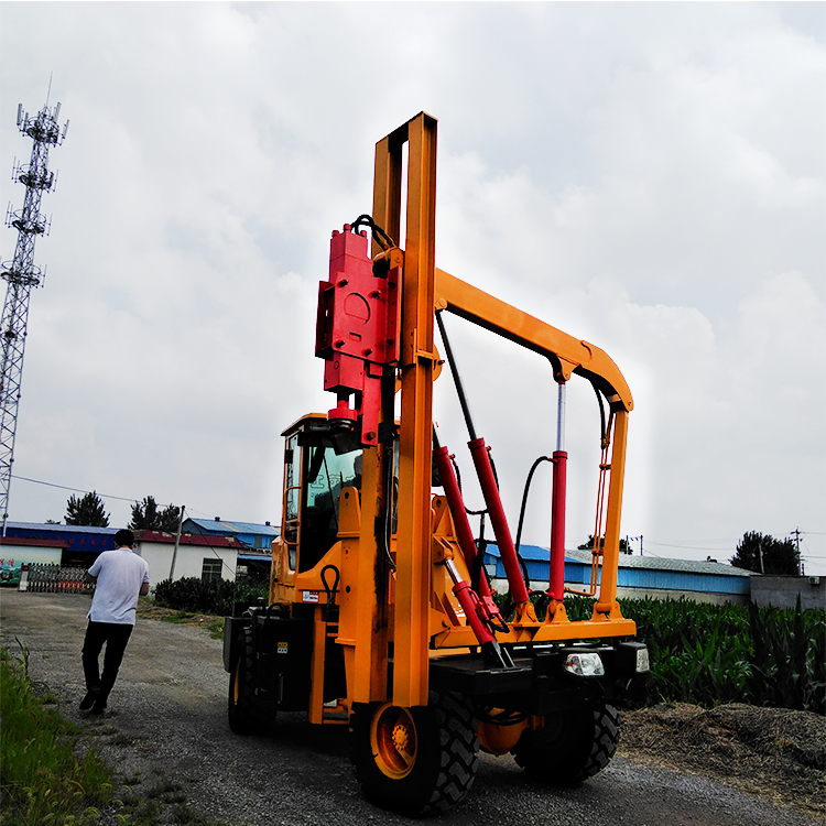 护栏打桩机厂家  乡村公路护栏打桩机