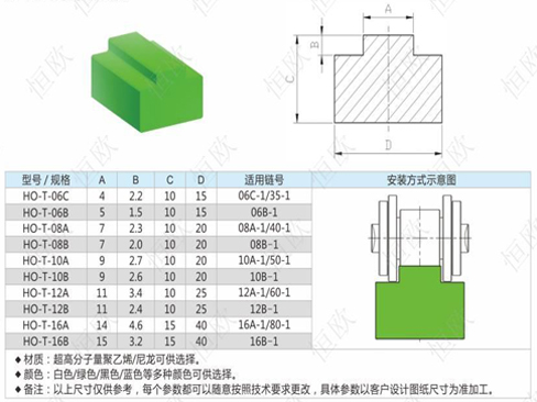 德州恒欧08A超高分子量链条托条生产厂家