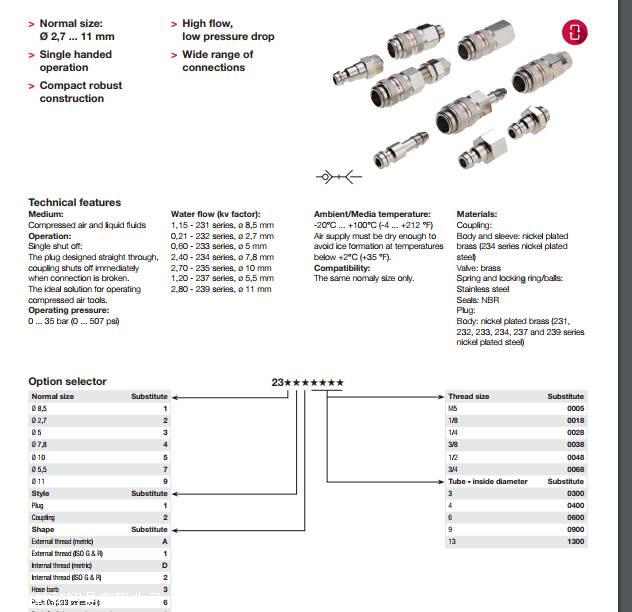 234210048,NORGREN外螺纹接头