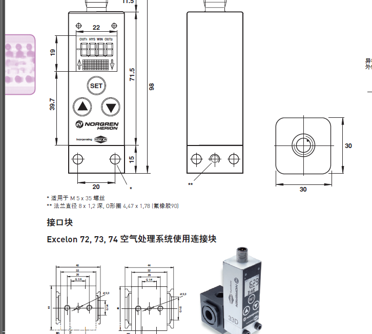 NORGREN机械式压力开关量程选择PRA/182125/20