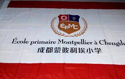 四川成都校旗制作  成都印刷校旗  成都訂做校旗