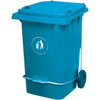 垃圾桶，脚踏式两轮移动垃圾箱，360L，蓝