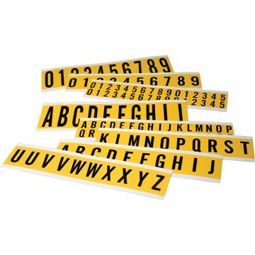 2“ 数字标识-字高2'',黄底黑字,自粘性乙烯材料,共30卡,包含0-9各3卡,10片/卡，34401