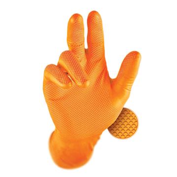 橙色双面鱼鳞纹丁腈手套，XL,50只/盒，10盒/箱